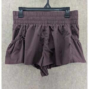 Free People FP Get Your Flirt On Shorts Fig High Rise Smocked Waist Medium